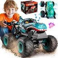 BEZGAR Monster Truck Toys - Remote Control Monster Truck with Light &amp Music Dinosaur Toys for Kids 1:20 Scale RC Truck with 360° Spins and Drifting Remote Control Car for Boys 4-7 Blue