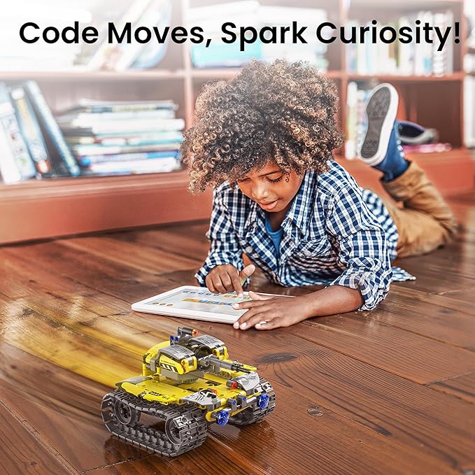 STEM Robot Building Kit Gift for Boys Ages 8-12 with Remote Control Technic Coding Robotic Toy for Kids’ Birthday Buildable 5-in-1 Models with 488 Pieces
