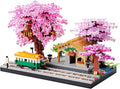 Japanese Cherry Blossom Tree Flower House Micro Building Blocks Set for Adults Bus Station Mini Bricks Model Treehouse Decorative Architectural