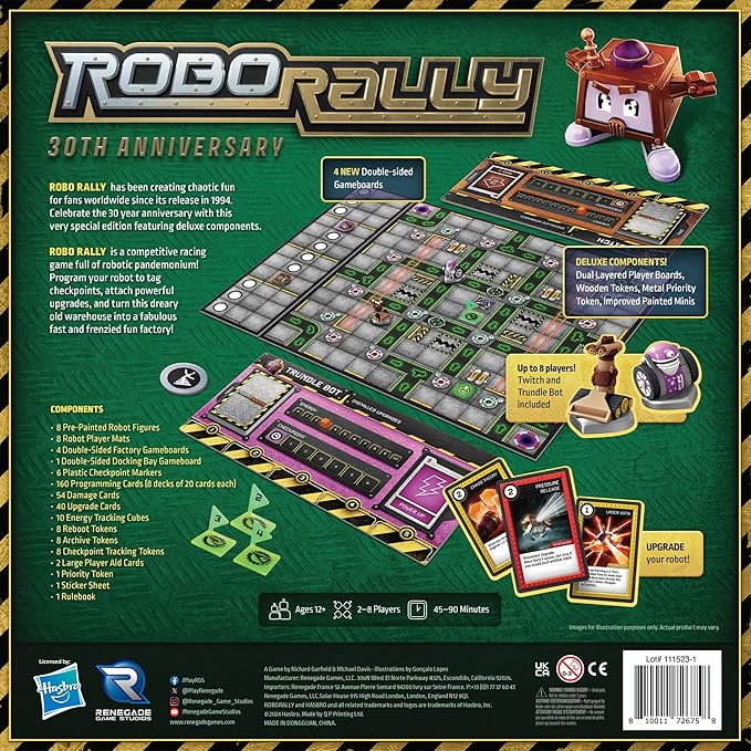 Renegade Game Studios Robo Rally Board Game 30th Anniversary Edition - Deluxe Strategy Game with Premium Components Eight Players