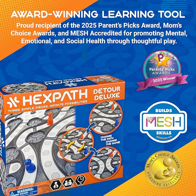 HexPath 5-in-1 Modular Strategy Board Game (1-6 Players) | 7+ Years | 15 min Playtime | Perfect Board Game for a Family Game Night | Best for Kids Birthday Gift | MESH Accredited