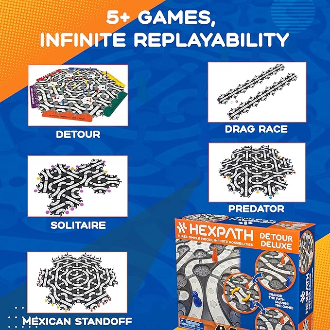 HexPath 5-in-1 Modular Strategy Board Game (1-6 Players) | 7+ Years | 15 min Playtime | Perfect Board Game for a Family Game Night | Best for Kids Birthday Gift | MESH Accredited