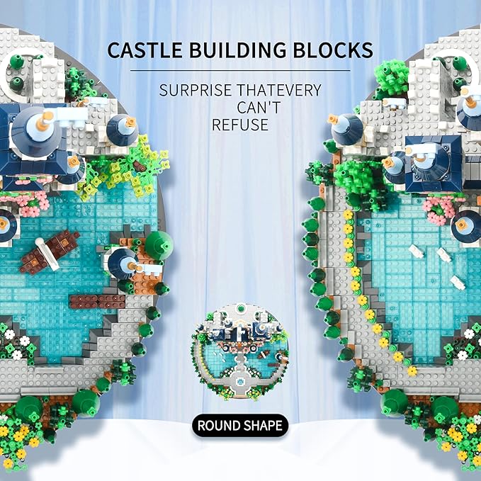 Magic Princess Blue Castle Micro Building Blocks Set for Women Architecture and Collection Model Creative Display Gift for Adults and Ages 14+ 3600 PCS