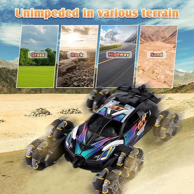 Cool 6 Wheel Gesture Control RC Stunt Car Double Sided Climbing with Music &amp Spray Boys &amp Girls Ages 6 7 8-12 Ideal Christmas &amp Birthday Gift