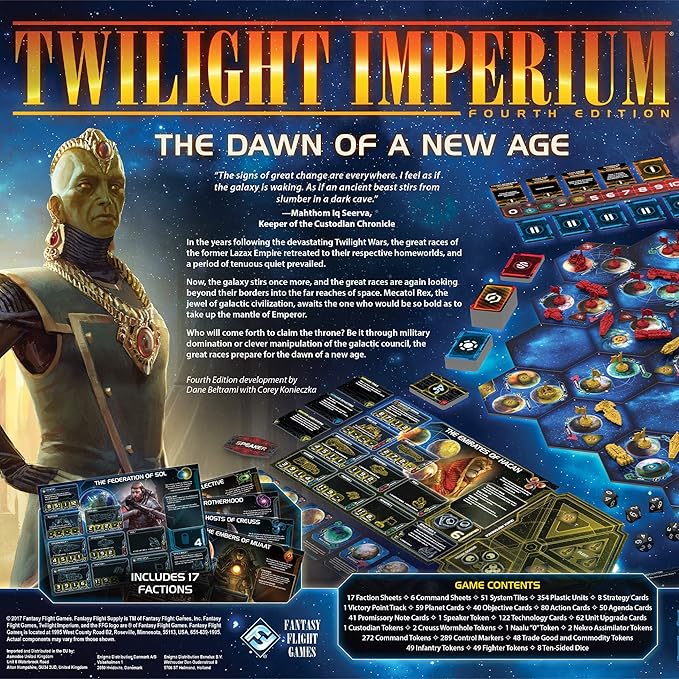 Asmodee Twilight Imperium: 4th Edition Board Game - Epic Galactic Conquest Sci-Fi Adventure Strategy Game for Kids &amp Adults Ages 14+ 3-6 Players 4-8 Hour Playtime