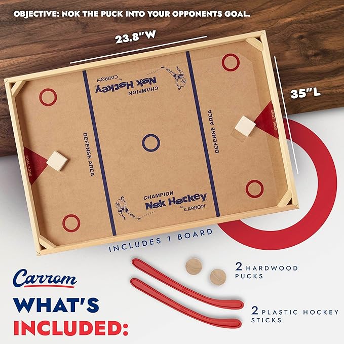 Carrom Champion Nok Hockey Game (Standard Size) — Wooden Board Games for Adults &amp Children — Indoor and Outdoor Games for Family — Sports Board Games