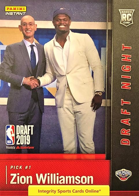 2019-20 Panini Instant Draft Night ZION WILLIAMSON First Rookie Card RC New Orleans Pelicans 1 of 17281 Produced Official Basketball Trading Card in Sealed Top Loader