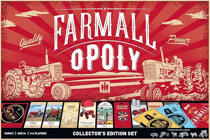 MasterPieces Farmall Opoly Board Game - Officially Licensed Farm-Themed Family Game - Ages 8+