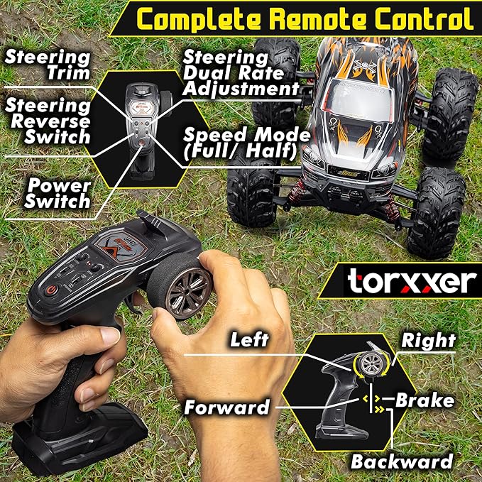 1:16 Scale Brushless RC Truck - High Speed Hobby Grade RC Car Hits 33 Miles Per Hour - Off Road 4WD for Grip on Any Terrain Ready to Run Waterproof Trophy Truck