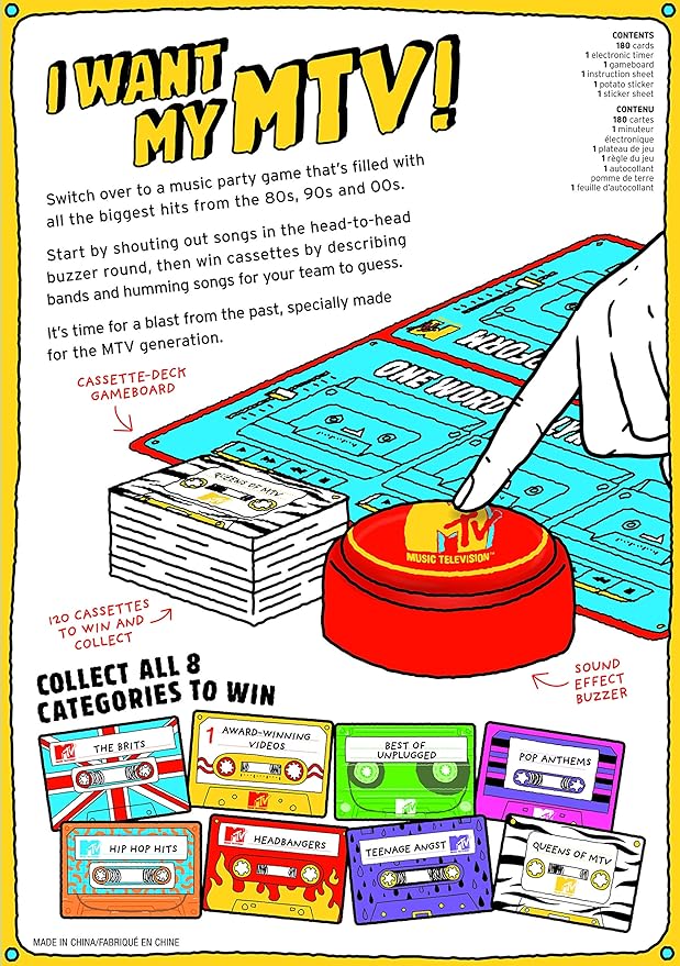 Big Potato MTV Game The Music Throwback Party Quiz Board Game for Adults and Teens Ages 14 and up
