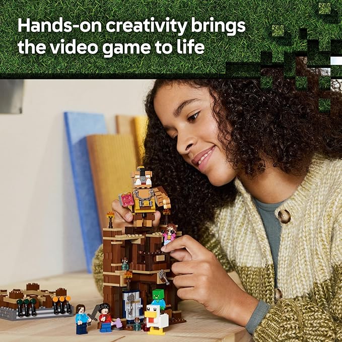 LEGO Minecraft Woodland Mansion Fighting Ring - Building Toy for Kids Age 10+ - Includes Steve Garrett &amp Henry Minecraft Figures Plus a Chicken Jockey &amp More - Birthday Gift Idea for Fans -