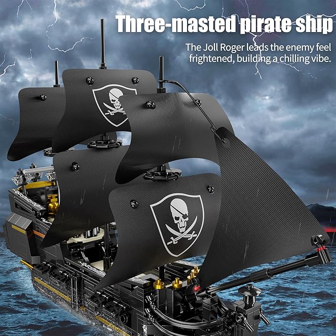 Pirate Ship Building Blocks SetsMOC Black Pearl Ship Building ToysPirate Boat Collectible Display for Home or Office DecorValentine Day Birthday Gift for Adults &amp Boys 8-14(921Pcs)