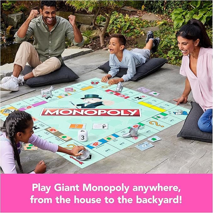 Spin Master Games Monopoly Giant Edition Classic Family Board Game for Indoor &amp Outdoor Play with Oversized Board Screenless Activity 2-4 Players for Ages 6 &amp Up