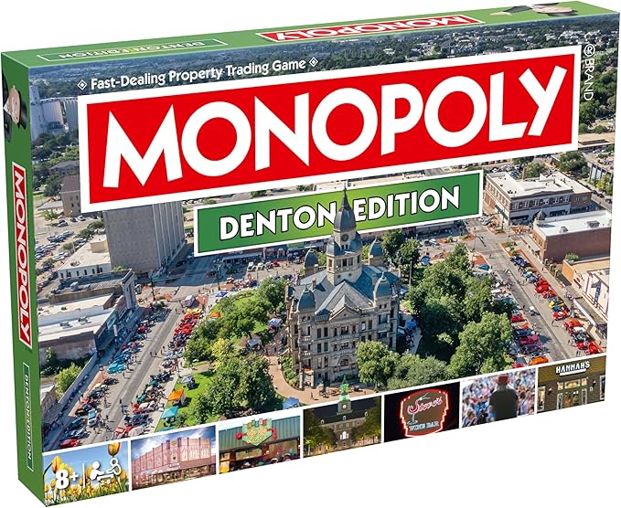 Monopoly Board Game Denton TX Edition : 2-6 Players Family Board Games for Kids and Adults Board Games for Kids 8 and up for Kids and Adults Ideal for Game Night