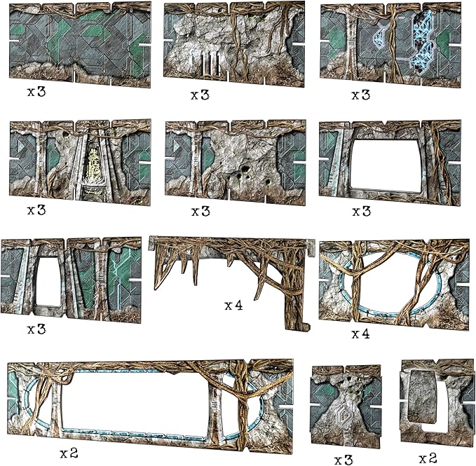 Battle Systems - Modular Tabletop 3D Gaming Sci-Fi Terrain - Perfect for 28mm-35mm Miniatures and Figures - No Painting Required - Science Fiction Aliens 40K Wargame - (Alien Catacombs)
