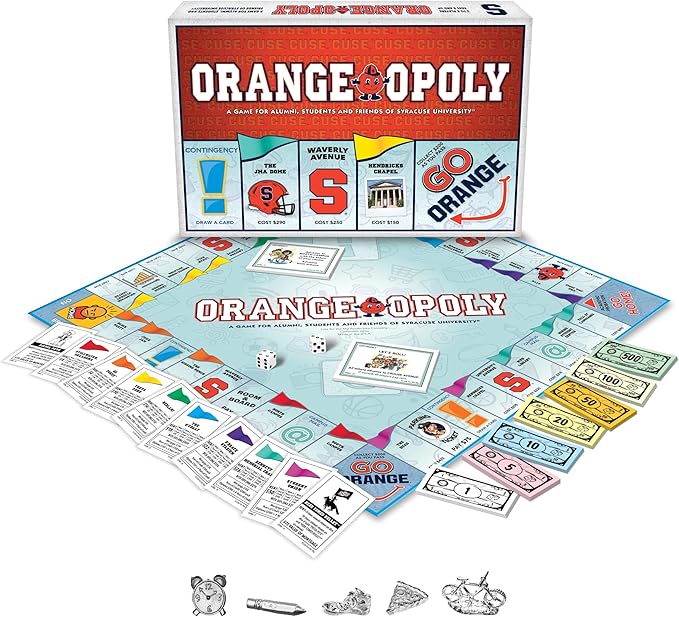 Late for The Sky Orange-opoly Syracuse University Board Game – Collegiate Campus Property Trading Family Party Game for Alumni Students Fans 2–6 Players Tokens Included