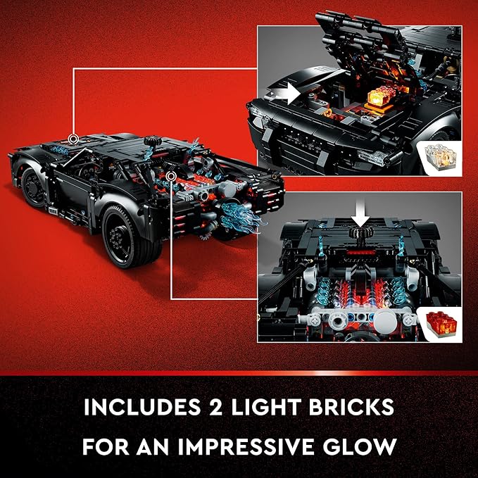 LEGO Technic The Batman – Batmobile 42127 Model Car Building Toy 2022 Movie Set Superhero Gifts for Kids and Teen Fans with Light Bricks