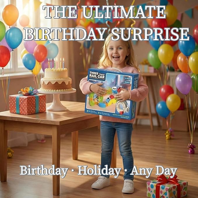Electric Train Set for Kids Ages 3-8 - 145 Pcs STEM Building Toys with Flexible 3D Tracks - Birthday Gift for Boys Girls