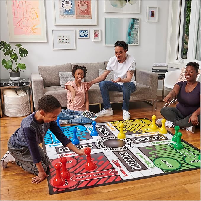 Giant Sorry Classic Family Board Game Indoor Outdoor Retro Party Activity Summer Toy with Oversized Gameboard for Adults and Kids Ages 6 and up