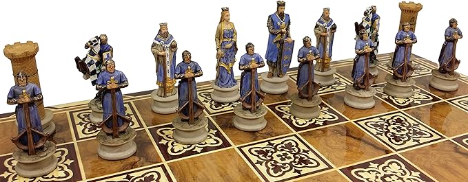 Hot Products Medieval Times Crusades King Richard The Lionheart Knight Color Painted Chess Men Pieces Set - NO Board