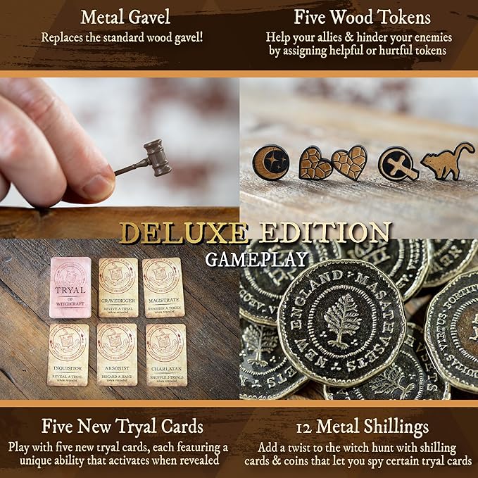 Facade Games Salem 1692 Deluxe Edition Board Game - Witch Hunt Game for Friends and Family - A Game of Cards Strategy Deceit and Luck for 4-12 Players