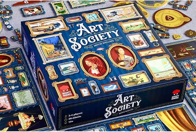 Mighty Boards: Art Society - Collection Board Game Bid At Auctions Collect &amp Display Your Art Ages 10+ 2-4 Players 30-60 Min