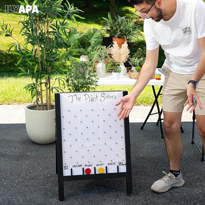 Ilyapa Board - Large Portable Prize Drop Game for Events and Trade Show - 21 x 30 Inch Double Sided - Wooden A-Frame Whiteboard Sign Eraser