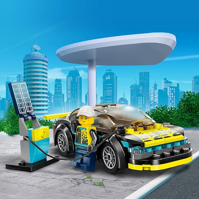 LEGO City Electric Sports Car 60383 Toy for 5 Plus Years Old Boys and Girls Race Car for Kids Set with Racing Driver Minifigure Building Toys