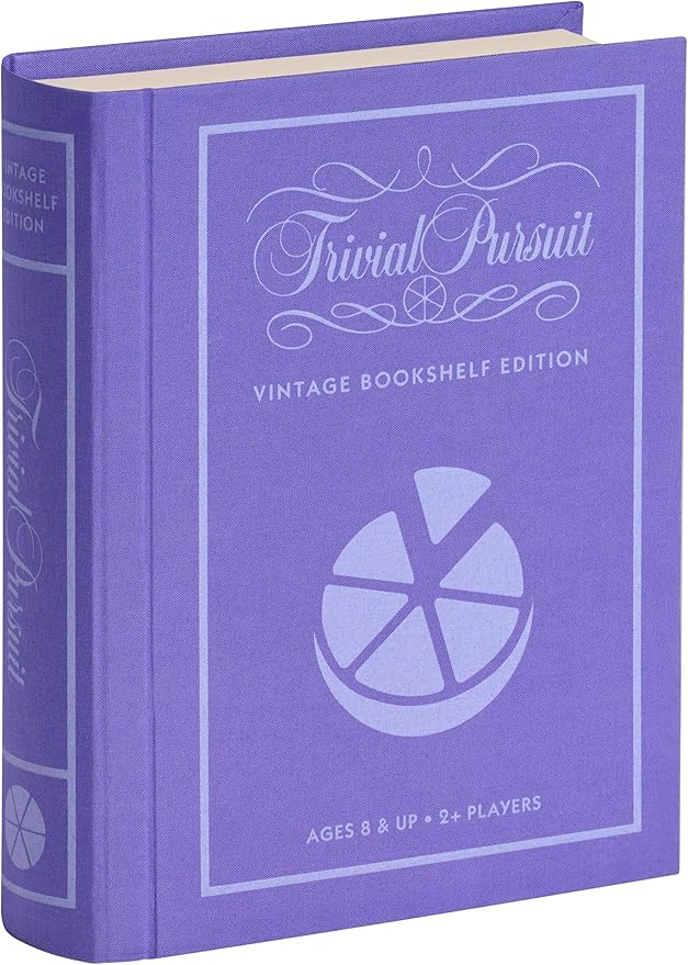 WS Game Company Trivial Pursuit Vintage Bookshelf Edition Fabric-Wrapped Book Box Display Trivia Board Games for 2 or More Players Ages 8+