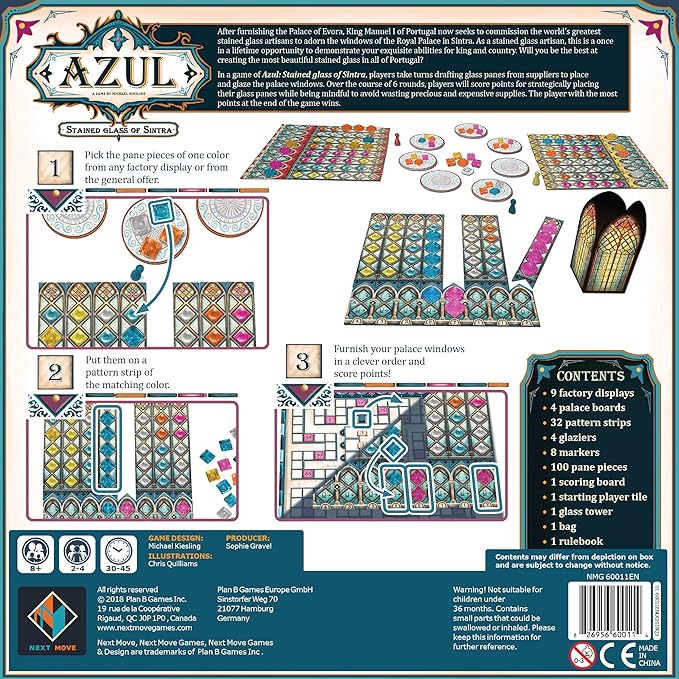 Asmodee Azul Stained Glass of Sintra Board Game EXPANSION - Craft Colorful Window Panes Tile-Placement Strategy Game for Kids &amp Adults Ages 8+ 2-4 Players 30-45 Minute Playtime