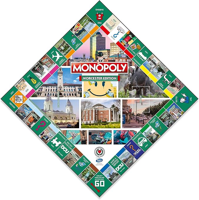 Monopoly Board Game Worcester Edition: 2-6 Players Family Board Games for Kids and Adults Board Games for Kids 8 and up for Kids and Adults Ideal for Game Night