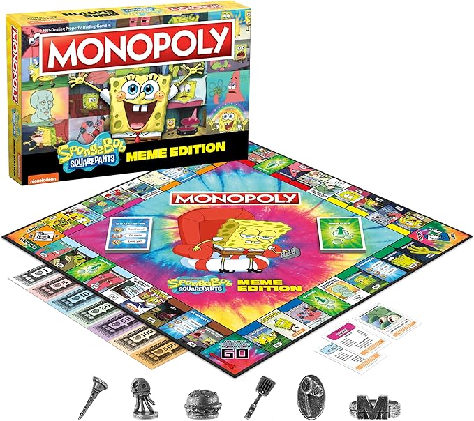 Monopoly Spongebob Squarepants Meme Edition | Based on Nickelodeon Show | Featuring Familiar Memes of Locations Episodes and Characters | Officially-Licensed &amp Collectible Monopoly