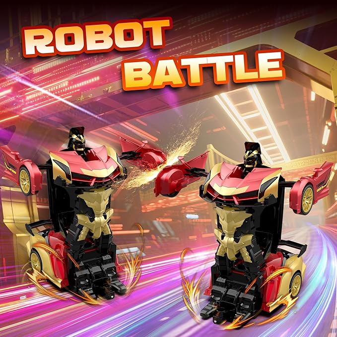 Transform RC Iron Man Cars Robot Toys with Underbody Lights 2.4GHz Hero Remote Control Car One-Button Deformation 360°Rotation Robot Car Toys Christmas Birthday Gifts for Kids Age 4 -12(1:18 Scale)