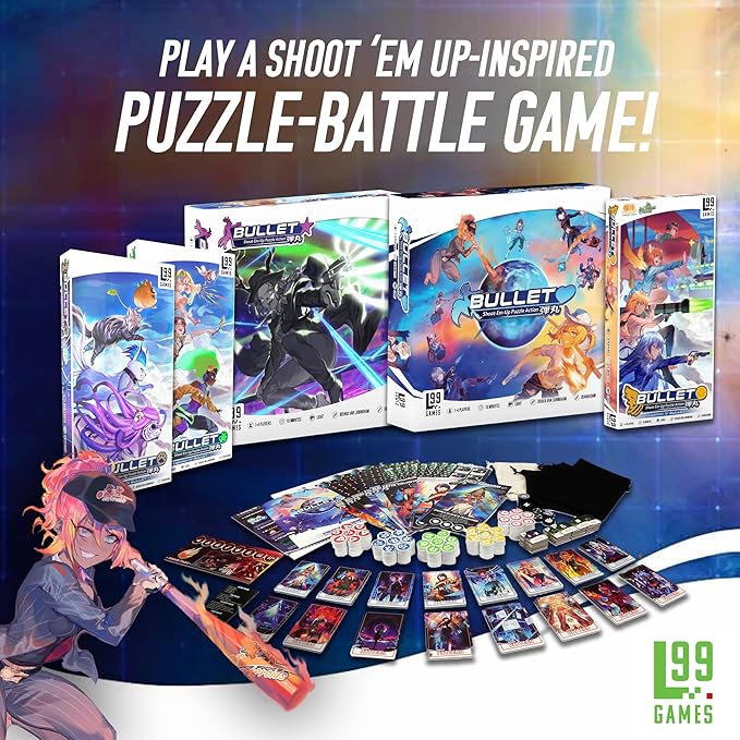 Bullet Heart – Puzzle-Battle Tabletop Game for 1-4 Players – 8 Heroines Unique Powers 4 Game Modes