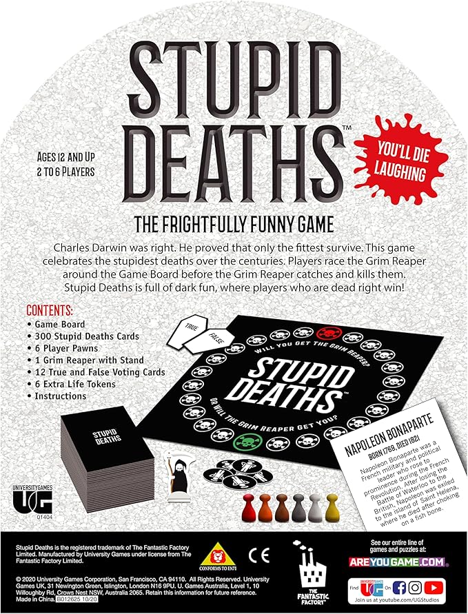 University Games | Stupid Deaths The Party Game for Adults &amp Teens Ages 12 &amp Up (01404)