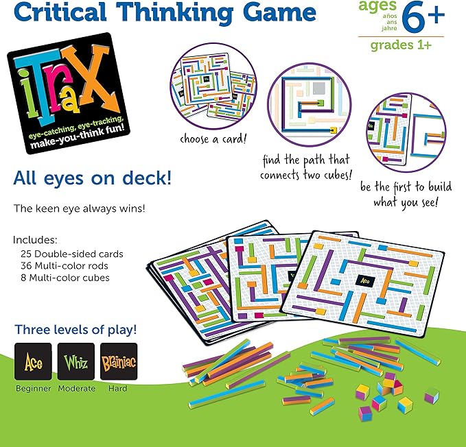 Learning Resources iTrax Critical Thinking Game - 69 Pieces Ages 6+ Brainteaser Games for Kids Develops Critical Thinking Skills Board Games