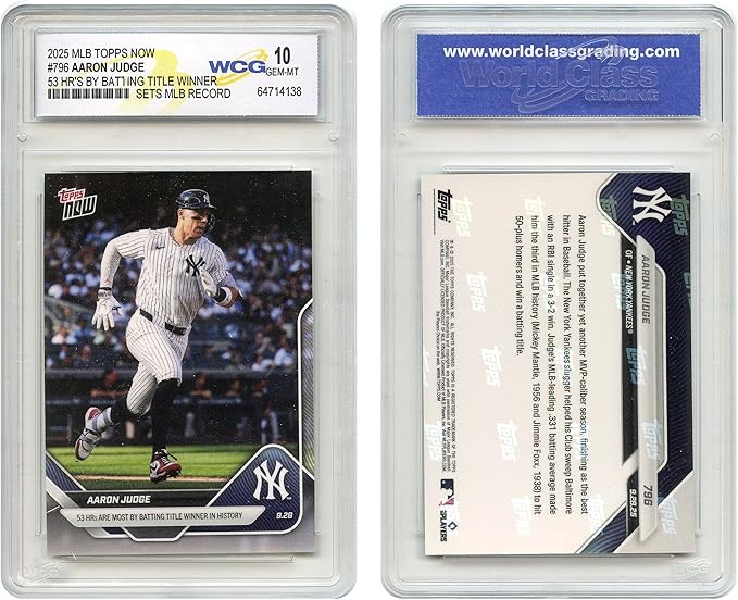 2025 Topps Now Aaron Judge 53 HRs by Batting Title Winner Card MLB Record #796 - Graded GEM Mint 10