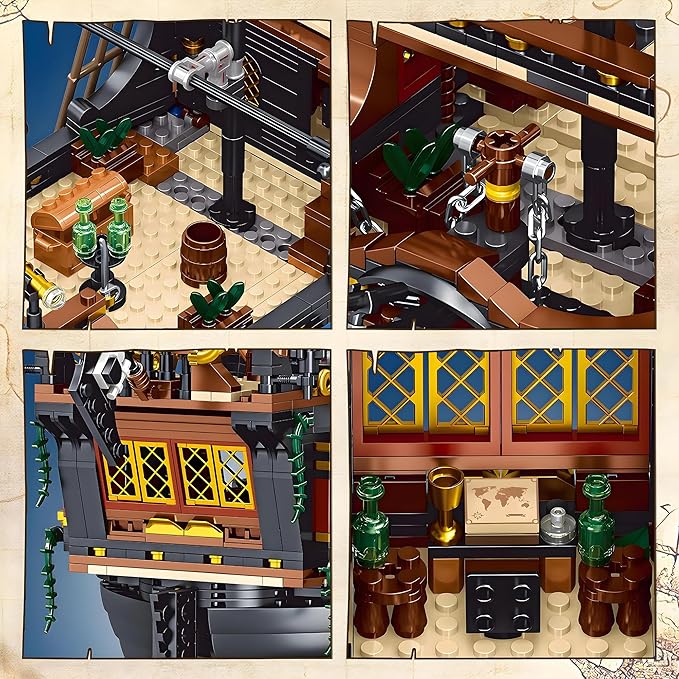 1328 Piece Pirate Ship Mini Building Kit Creative Blocks of The Caribbean Adventure Construction Kits Perfect Bricks Gift for Teens Not Compatible with Major Brands