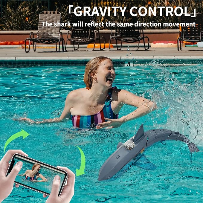 RC Sharks with Camera for Kids/Adults Remote Control Shark Toys for Swimming PoolRC Boat with CameraPool Toys RC Camera Boat Toys Simulated Shark for Outdoor Toys(2 Batteries)