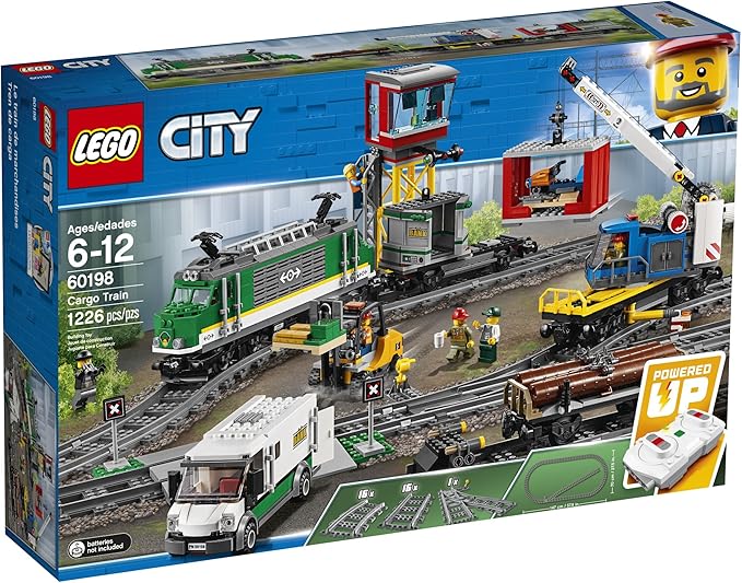 LEGO City Cargo Train 60198 Exclusive Remote Control Train Building Set with Tracks for Kids Top Present for Boys and Girls (1226 Pieces)