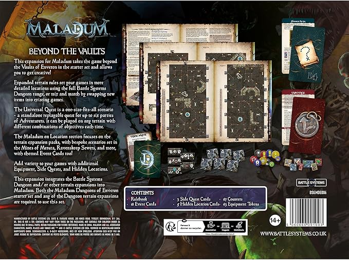 Maladum Beyond The Vaults - Fantasy Dungeon Crawler Game Immersive Terrain Solo Co-op and Adversarial Play