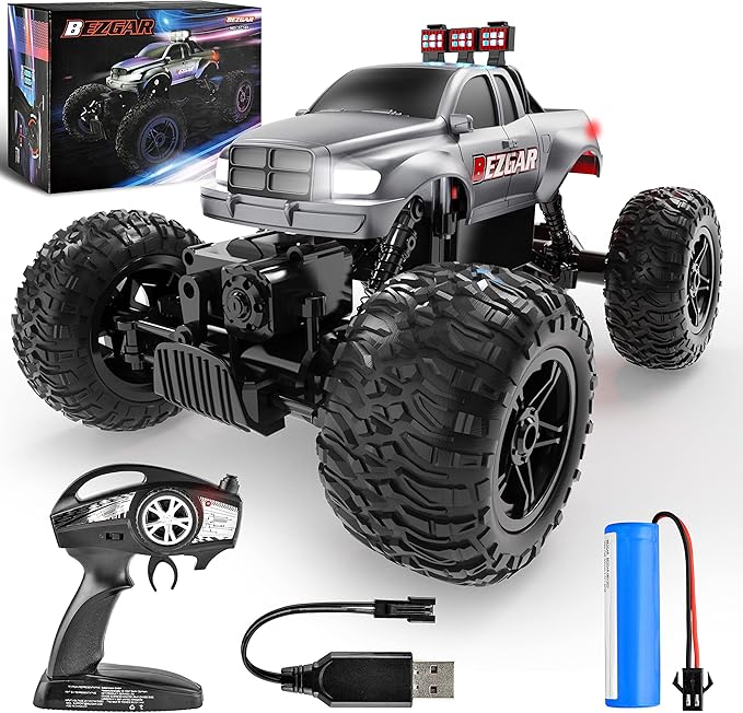BEZGAR Remote Control Monster Trucks for Boys Age 4-7 - 1:14 All Terrain Rc Truck for Kids with Rechargeable Battery 2.4GHz Remote Control Cars for 8-12 Year Old Boys Girls Monster Trucks Toys