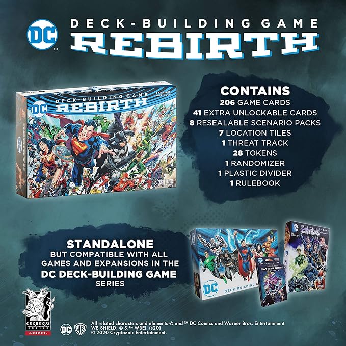DC Deck Building Game: Rebirth - Multiple Campaign Scenarious with Unique Gameplay and Cards - Features Iconic DC Universe Location - Compatible with Other DC Deck-Building Game Series