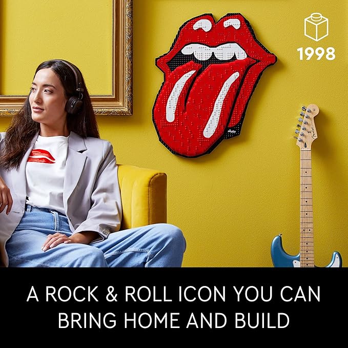LEGO Art The Rolling Stones 31206 Logo Wall Décor Building Set for Adults Men Women Husband Wife Music Lovers DIY Home or Office 3D Decoration 60th Anniversary Collectors Set