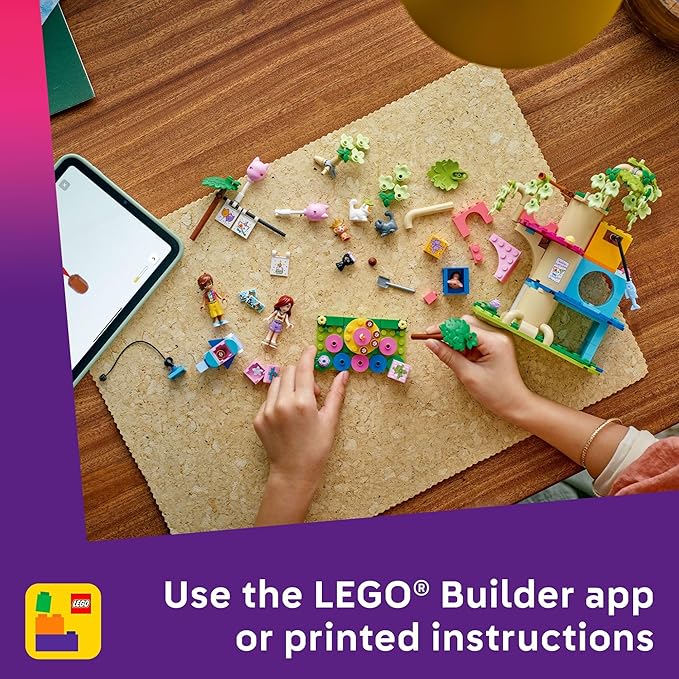 LEGO Friends Cat Birthday Party &amp Tree House Building Toy - Pretend Play Building Blocks W/Cat Toys &amp 2 Minidolls - Creative Storytelling Kids Toy for Girls and Boys 9+ - Birthday Gift Idea-