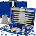 Backgammon Sets for Adults – 15-Inch PU Leather Board Game – Classic 2-Player Travel Backgammon Set with 32 Playing Pieces Dice and Cups