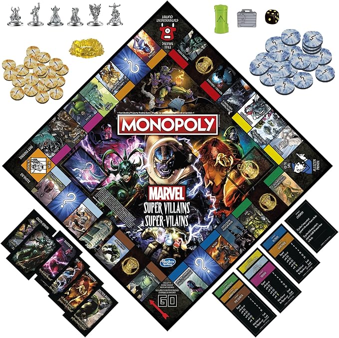Monopoly: Marvel Super Villains Edition Board Game for Families and Kids Ages 8 and Up Marvel Game for 2-6 Players