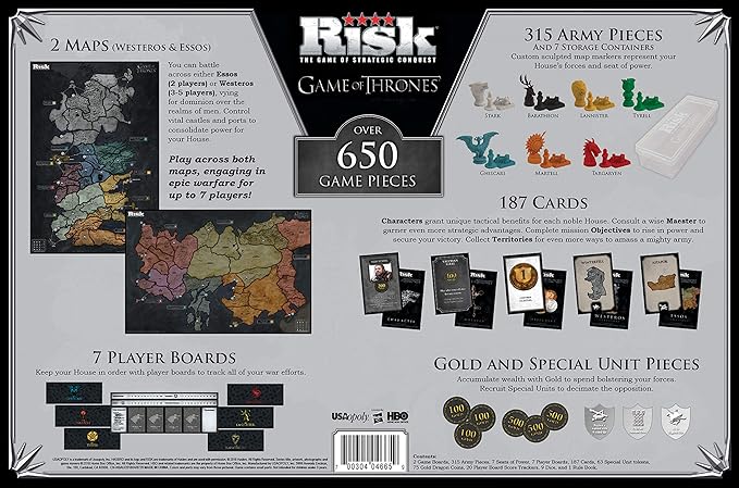 USAOPOLY Risk Themed Game of Thrones Strategy Board Game |for Game of Thrones Fans | Official Merchandise | Based on The TV Show on HBO Orignal Color