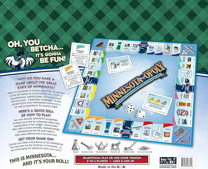 Late for The Sky Minnesota-Opoly Board Game State-Themed Family Strategy Game Night for 2-6 Players Ages 8+ Traditional or 1-Hour Play Land of 10000 Lakes Fun