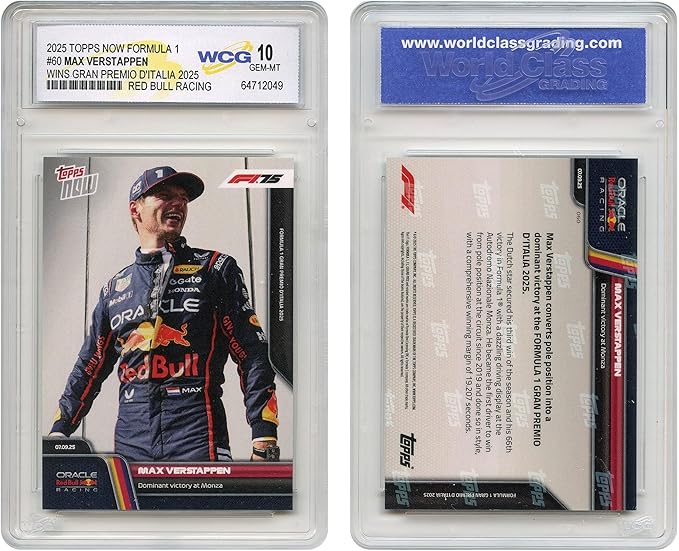 2025 Topps Now F1 Formula One MAX Verstappen Wins Gran Premio D'Italia Card #60 - Graded GEM Mint 10